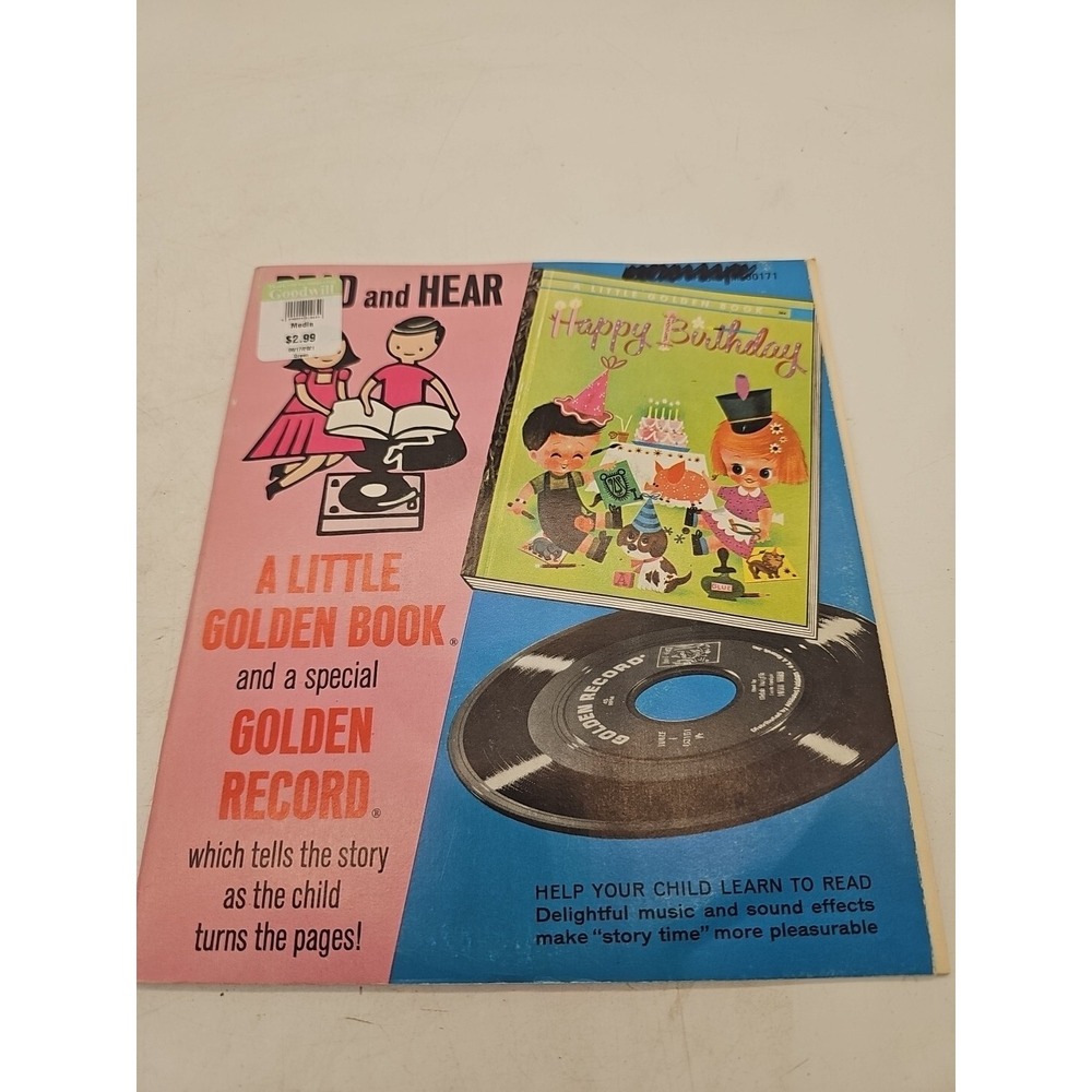 VINTAGE 1960 LITTLE GOLDEN BOOK AND RECORD HAPPY BIRTHDAY